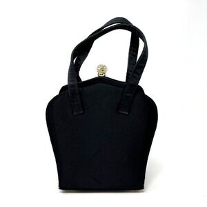 Vtg Swee Lo New York Black Satin Cocktail Micro Purse Rhinestone Chain Strap NYE